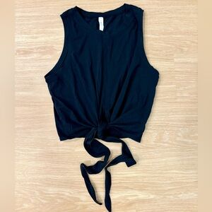 Lululemon Tie It Up Tank Black Tie Front Workout Crop Top Size 6 Pima Cotton